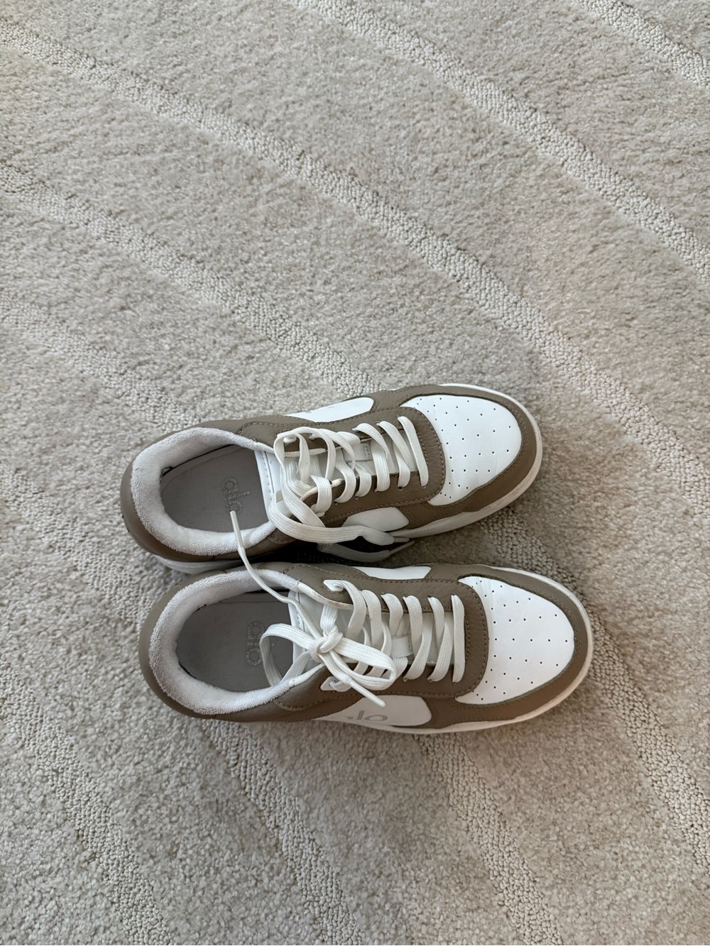 Alo Gravel Sneaker in White and Taupe - Picture 3 of 5